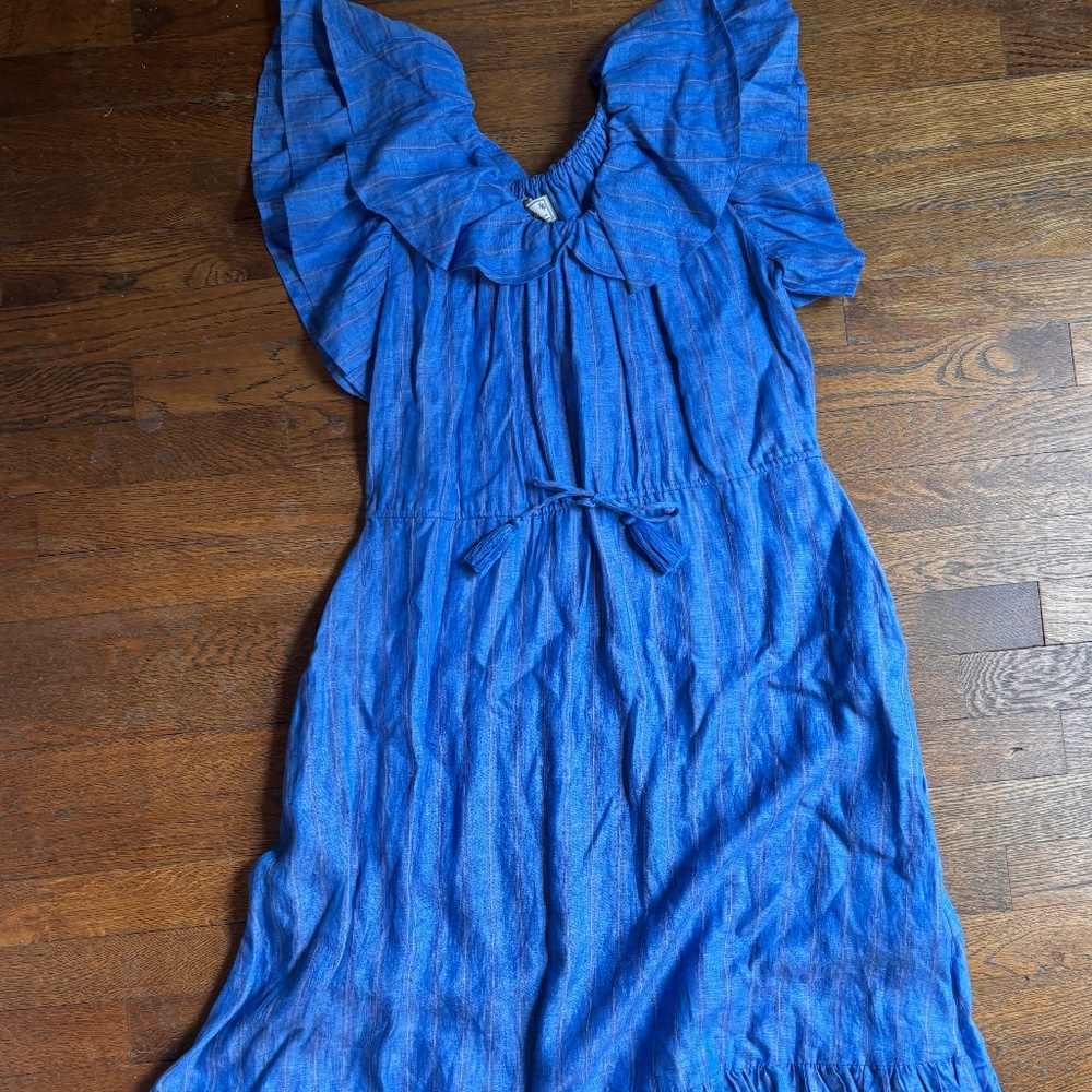 Shop Mille linen ruffle dress